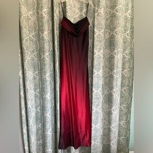 VINTAGE | 1990s Y2K Onyx Nite Cowl Neck Ombre Chiffon Slip Dress, Size 6